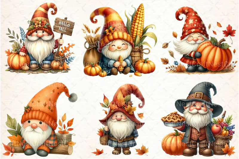 Fall Gnomes Clipart Bundle - CraftNest - Digital Crafting and Art