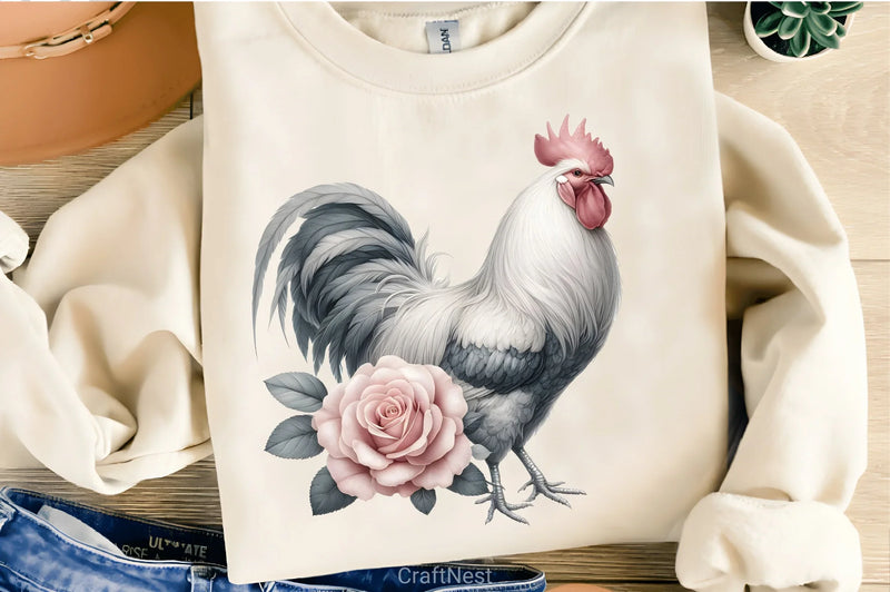 Vintage Spring Floral Chicken Clipart Bundle 2 - CraftNest - Digital Crafting and Art