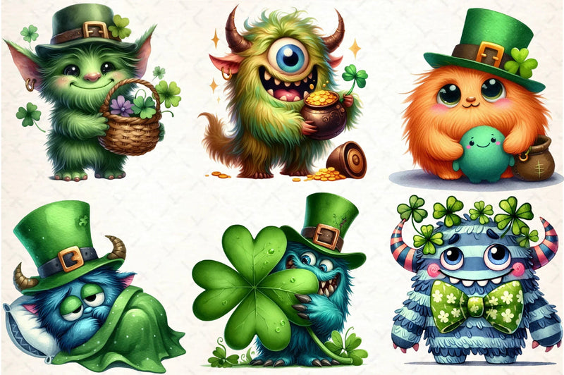 St. Patrick's Day Monsters Clipart Bundle - CraftNest - Digital Crafting and Art