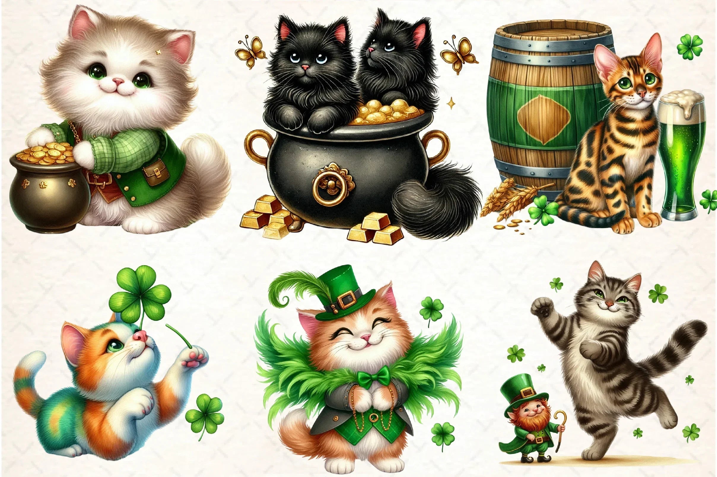 St. Patrick's Day Cat Clipart Bundle - CraftNest - Digital Crafting and Art