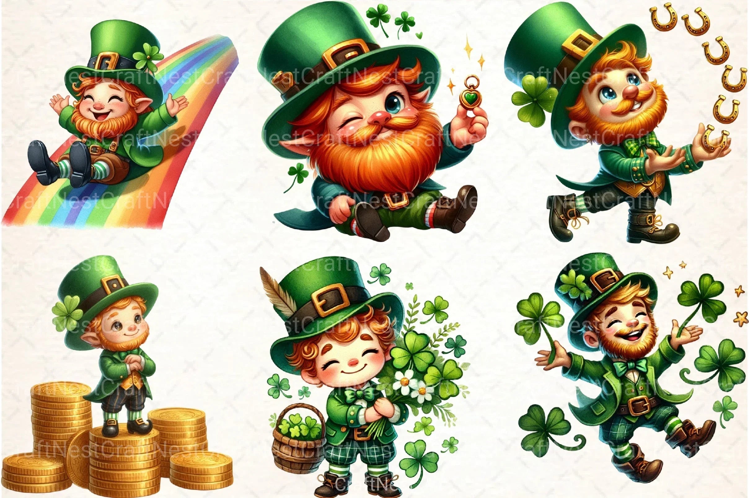 St. Patrick's Day Leprechaun Clipart Bundle 2 - CraftNest - Digital Crafting and Art
