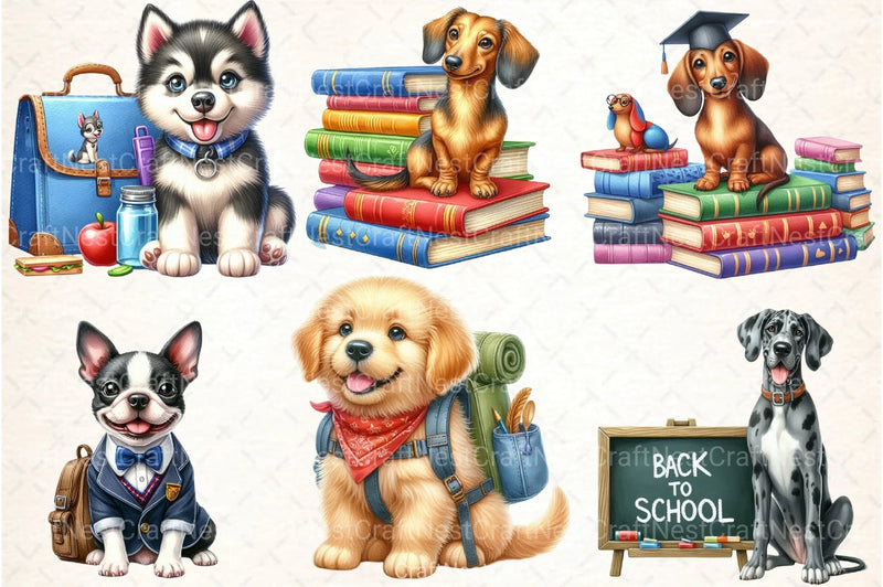 Back to School Dogs Clipart Bundle - CraftNest - Digital Crafting and Art