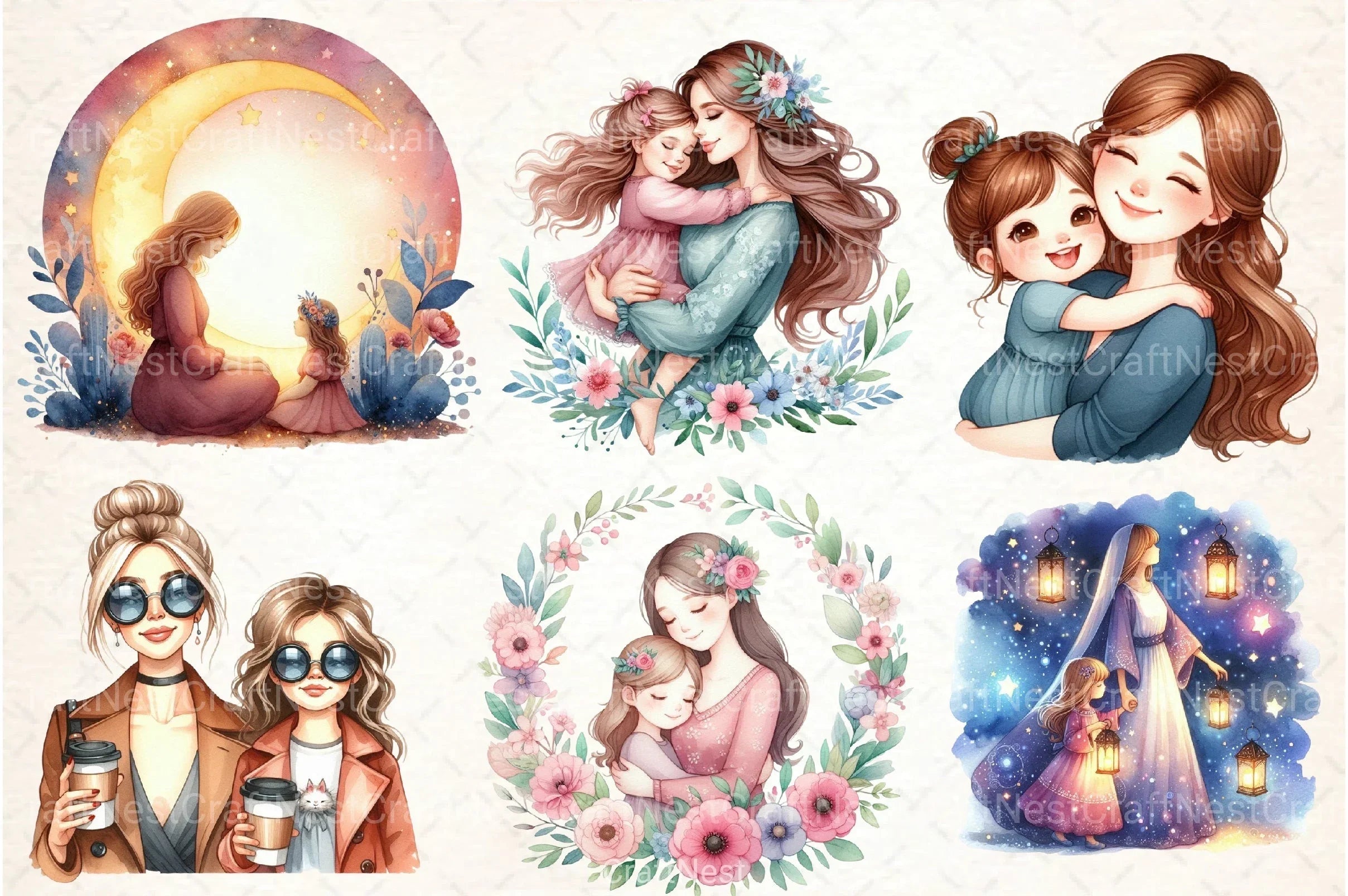 Mother's Day Girl Clipart Bundle 99 - CraftNest - Digital Crafting and Art