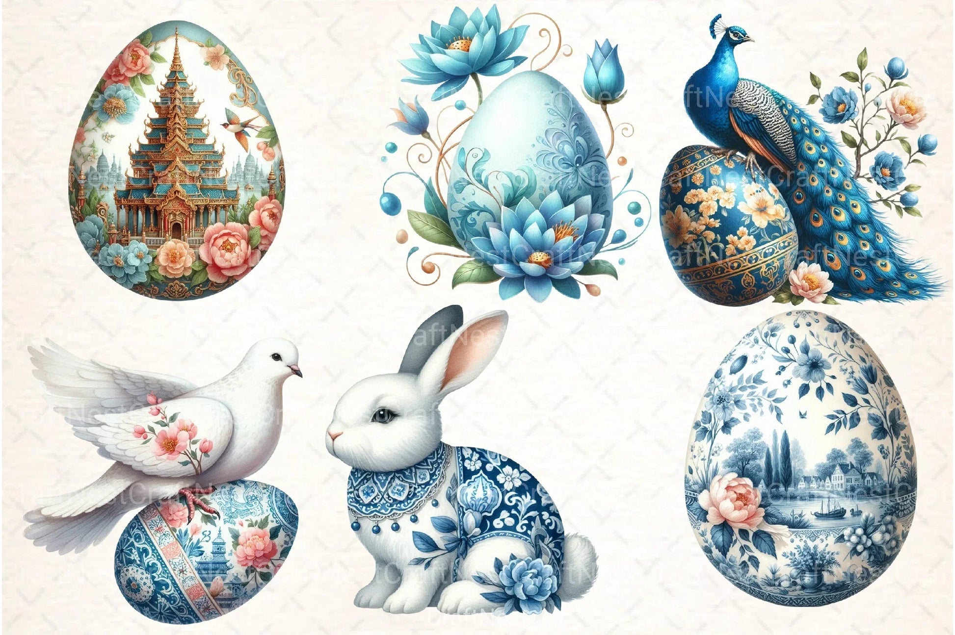 Chinoiseries Easter Clipart Bundle - CraftNest - Digital Crafting and Art