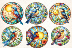 Stained Glass Summer Bird Clipart Bundle - CraftNest - Digital Crafting and Art