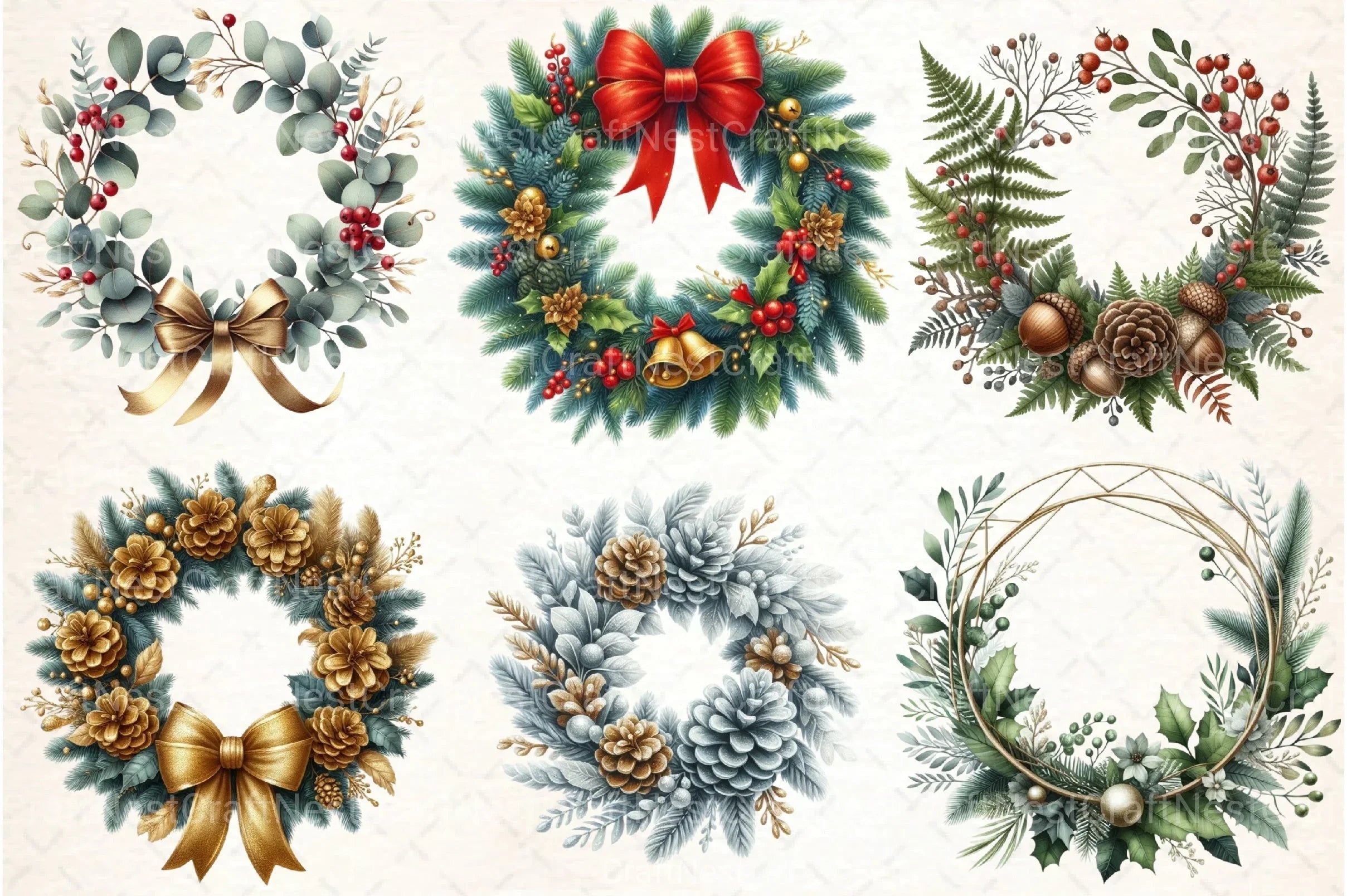 Christmas Wreath Clipart Bundle 14 - CraftNest - Digital Crafting and Art