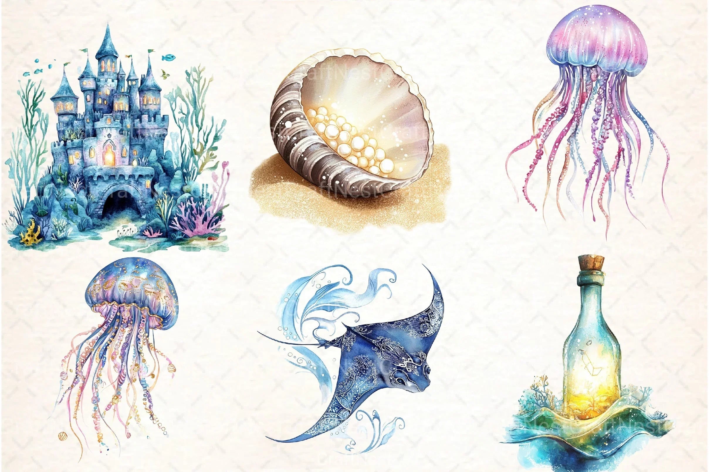 Sea Ocean Boho Clipart Bundle - CraftNest - Digital Crafting and Art