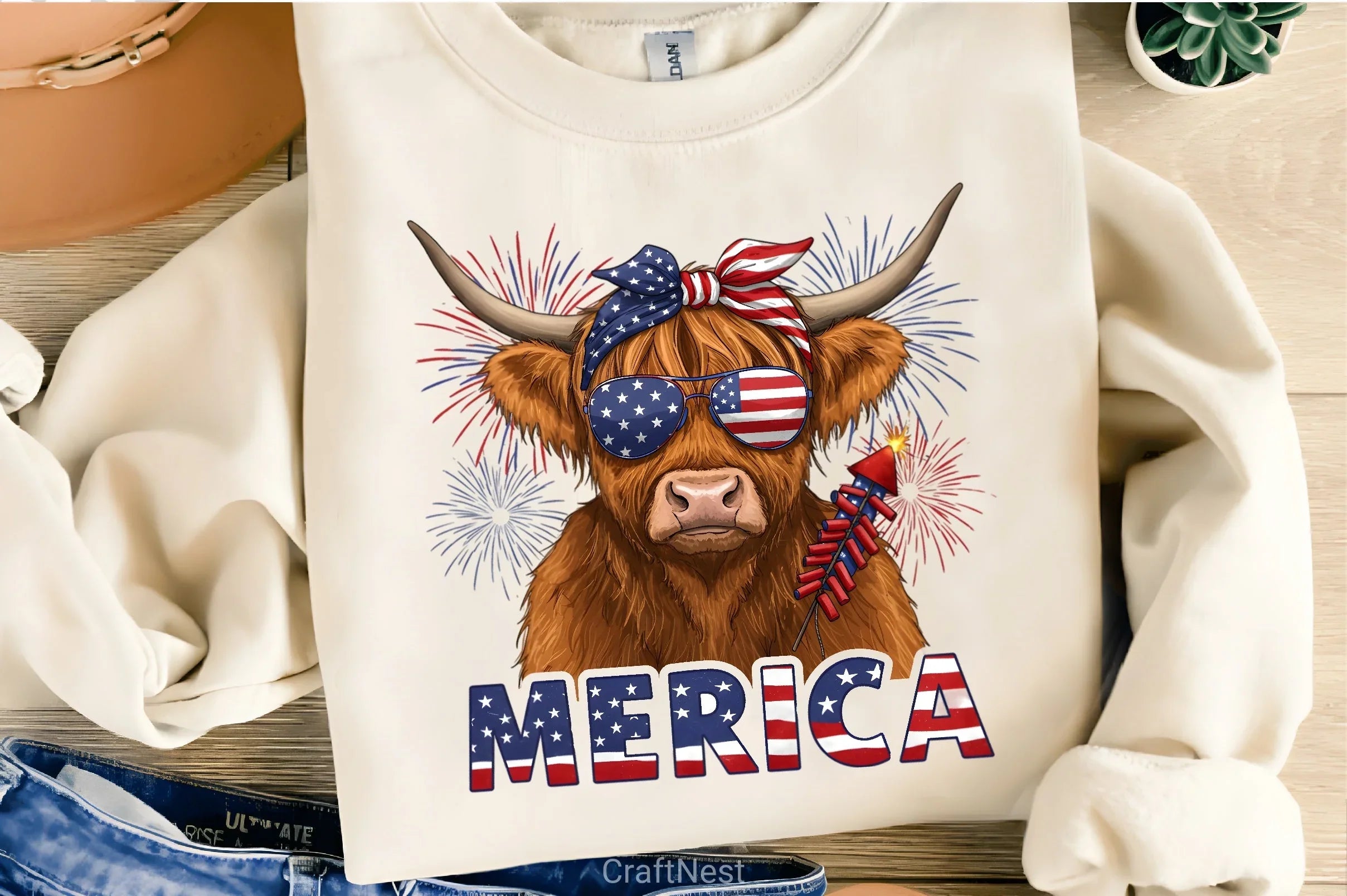 July 4th Highland Cow Clipart Bundle - CraftNest - Digital Crafting and Art