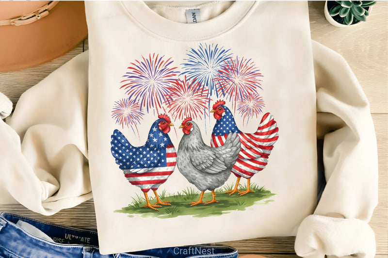 4th of July Chicken Clipart Bundle - CraftNest - Digital Crafting and Art