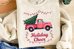 Vintage Pink Pickup Christmas Tree Clipart Bundle - CraftNest - Digital Crafting and Art