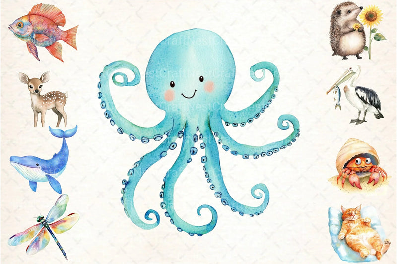 Summer Animals Clipart Bundle 99 - CraftNest - Digital Crafting and Art