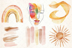 Boho Abstract Clipart Bundle Set - CraftNest - Digital Crafting and Art