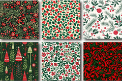 Red Green Christmas Patterns Clipart Bundle - CraftNest - Digital Crafting and Art
