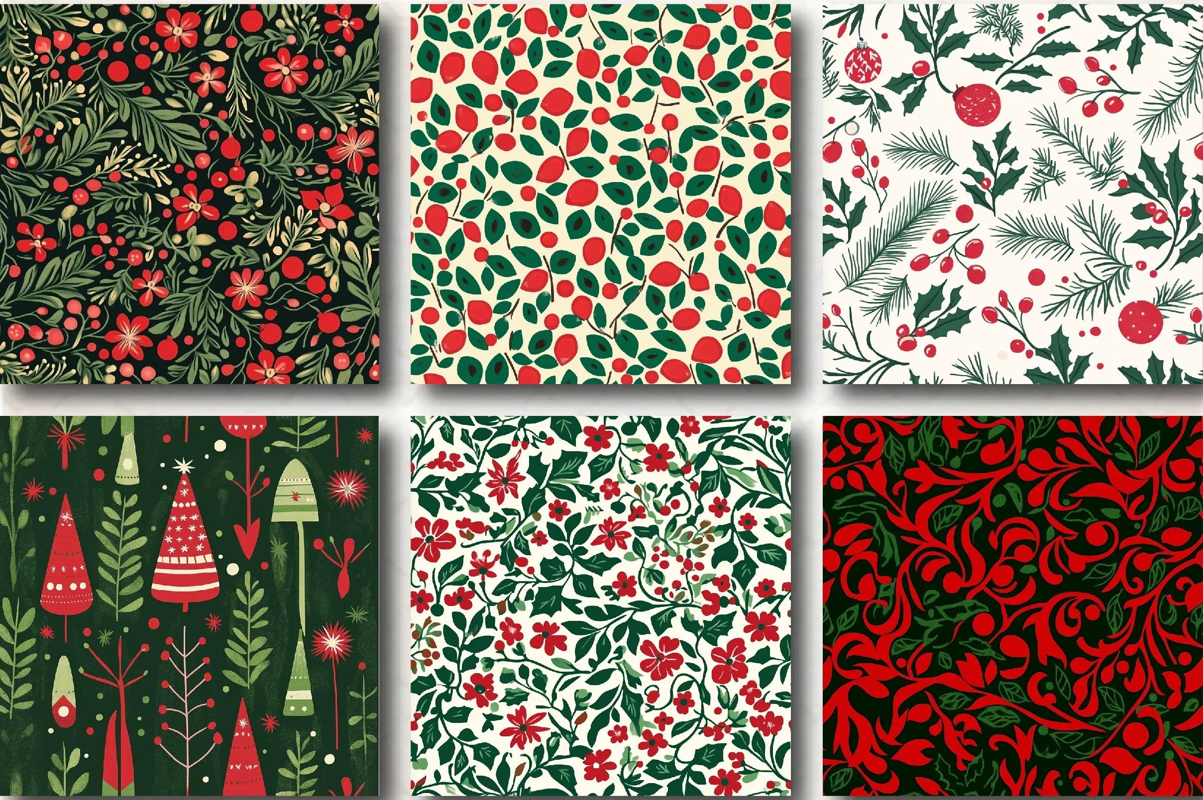 Red Green Christmas Patterns Clipart Bundle - CraftNest - Digital Crafting and Art