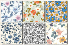 Shabby Chic Flowers Seamless Patterns Digital Paper - CraftNest - Digital Crafting and Art