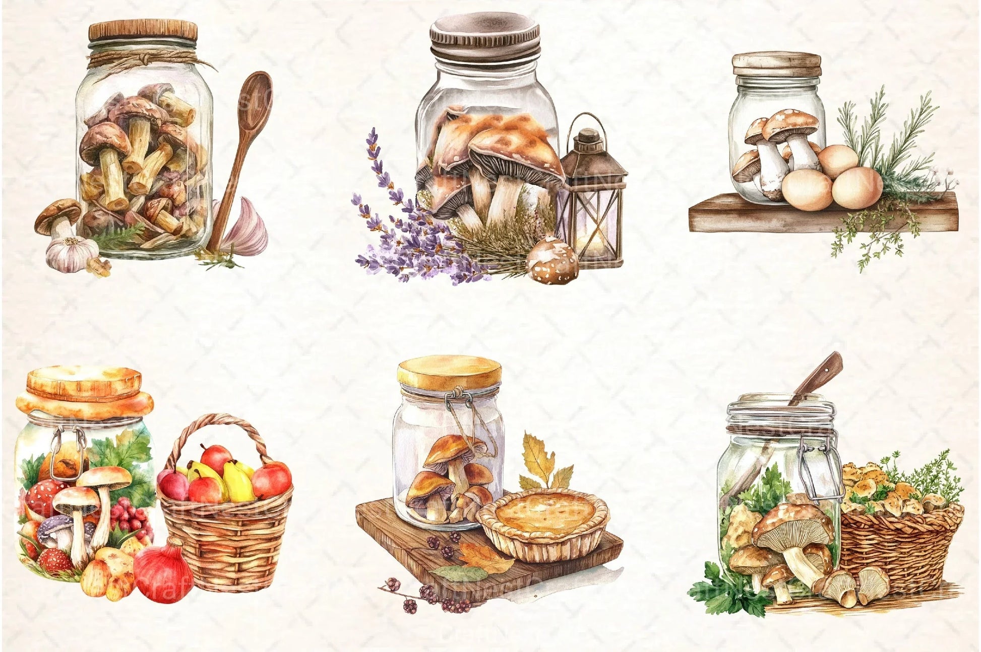 Mushroom Jar Clipart Bundle - CraftNest - Digital Crafting and Art