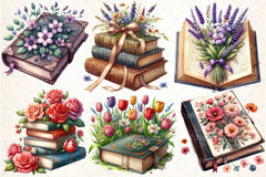 Pretty Floral Books Clipart Bundle - CraftNest - Digital Crafting and Art