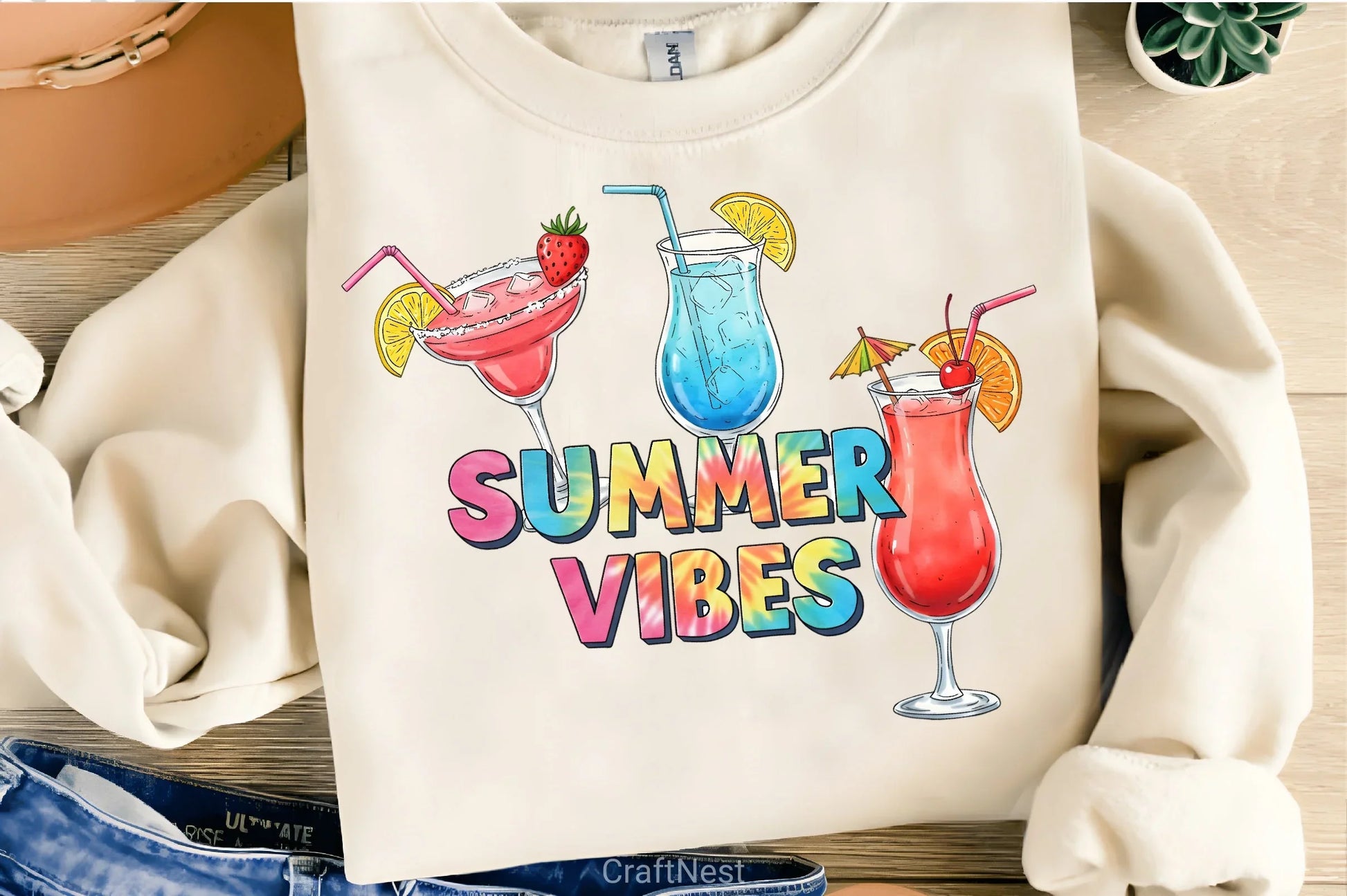 Summer Vibes Tie Dye Clipart Bundle - CraftNest - Digital Crafting and Art