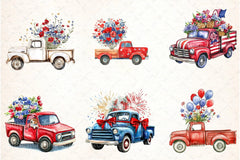 Floral Truck 4th of July Clipart Bundle - CraftNest - Digital Crafting and Art
