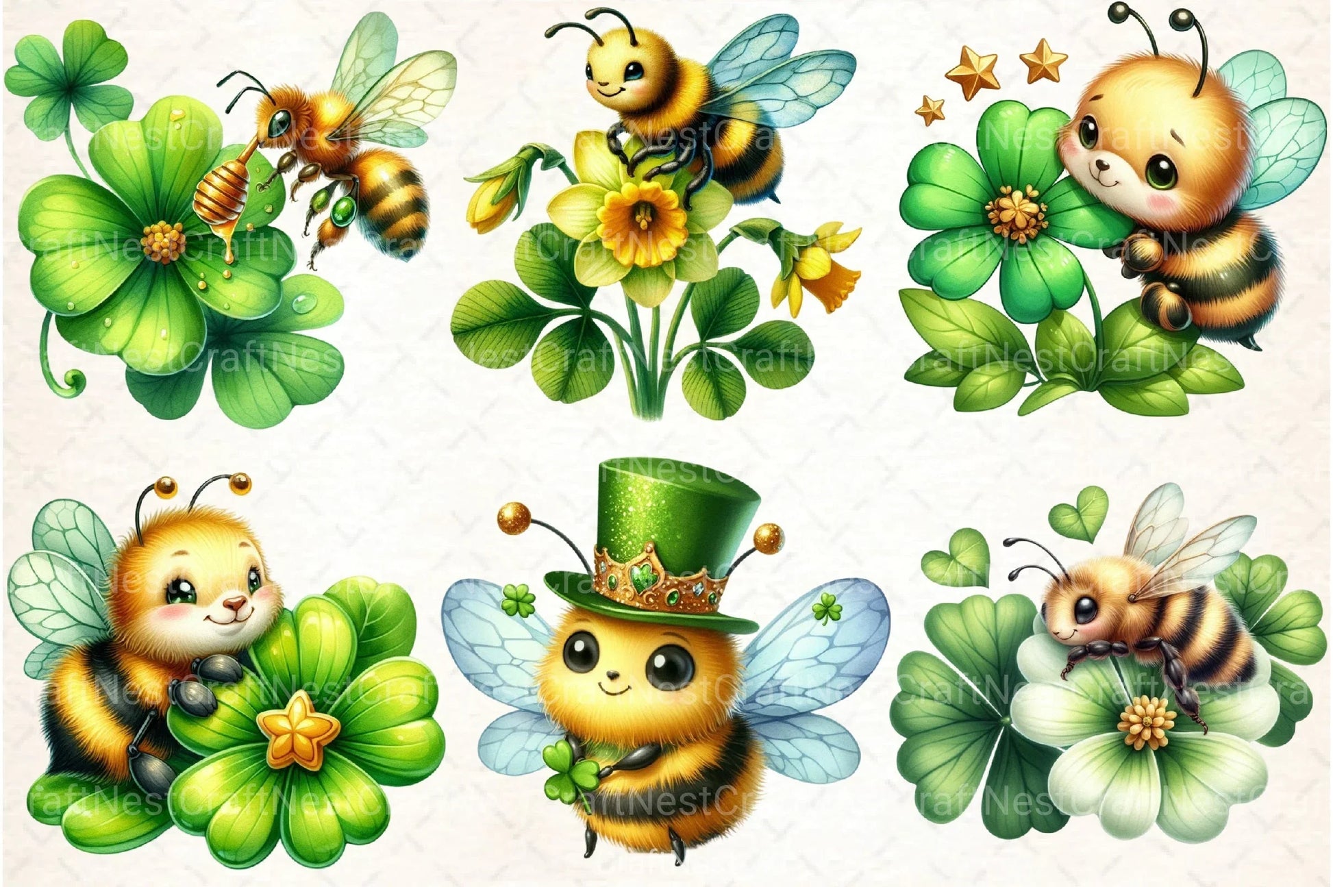 St. Patrick's Day Bee Clipart Bundle - CraftNest - Digital Crafting and Art