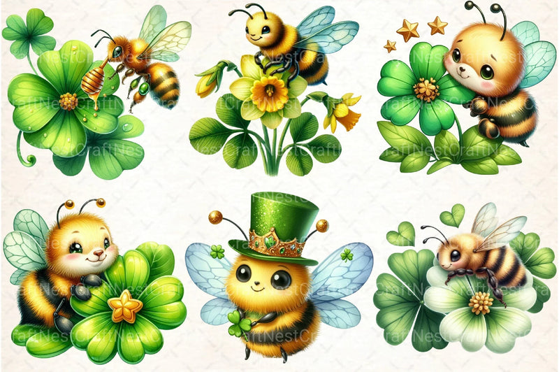 St. Patrick's Day Bee Clipart Bundle - CraftNest - Digital Crafting and Art