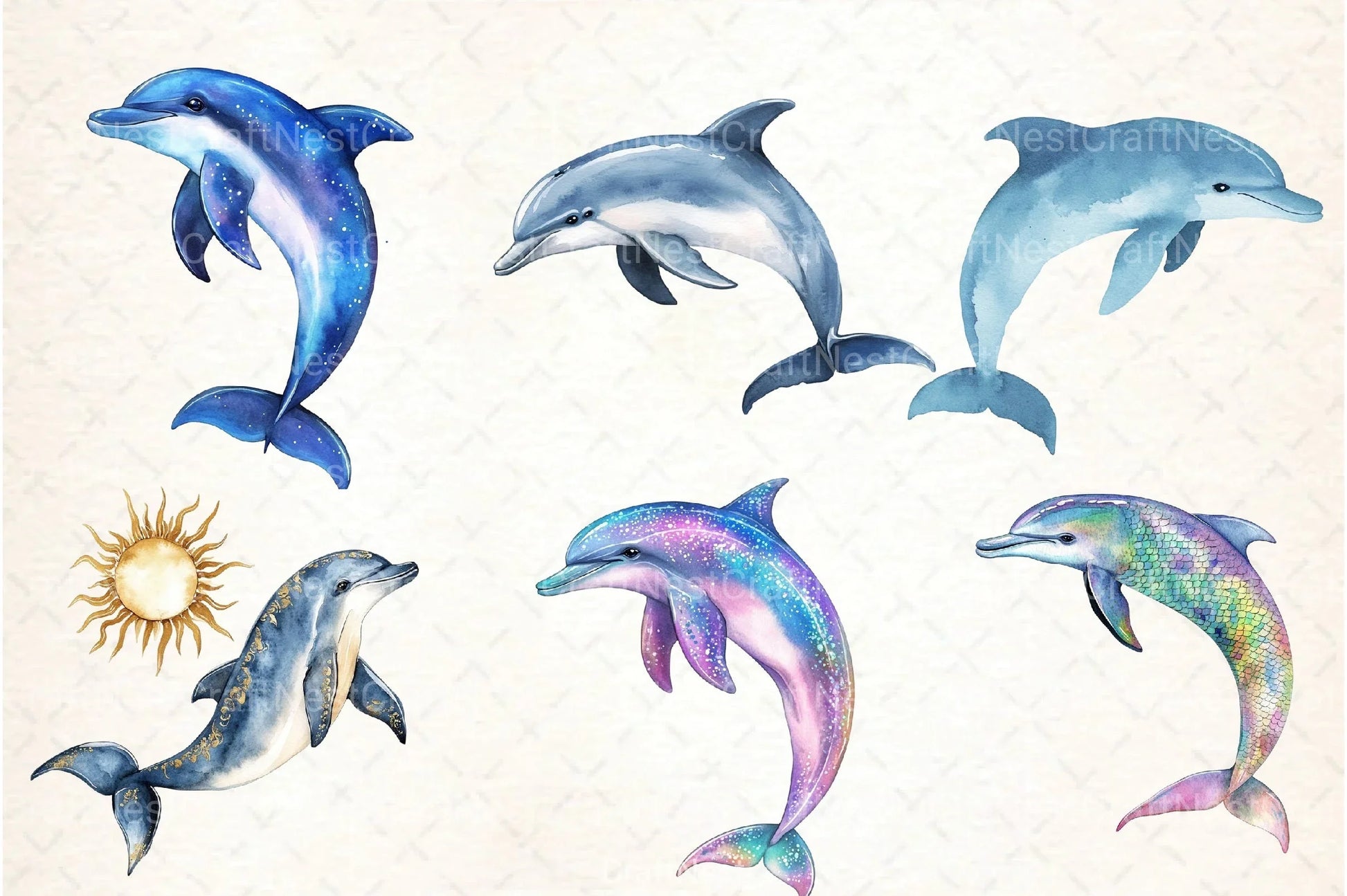Summer Dolphin Clipart Bundle - CraftNest - Digital Crafting and Art