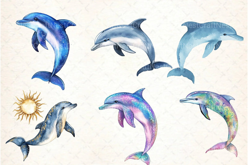 Summer Dolphin Clipart Bundle - CraftNest - Digital Crafting and Art