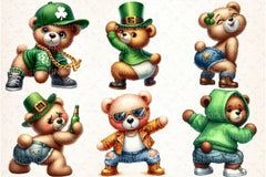 St. Patrick's Day Twerking Teddy Bear Clipart Bundle - CraftNest - Digital Crafting and Art