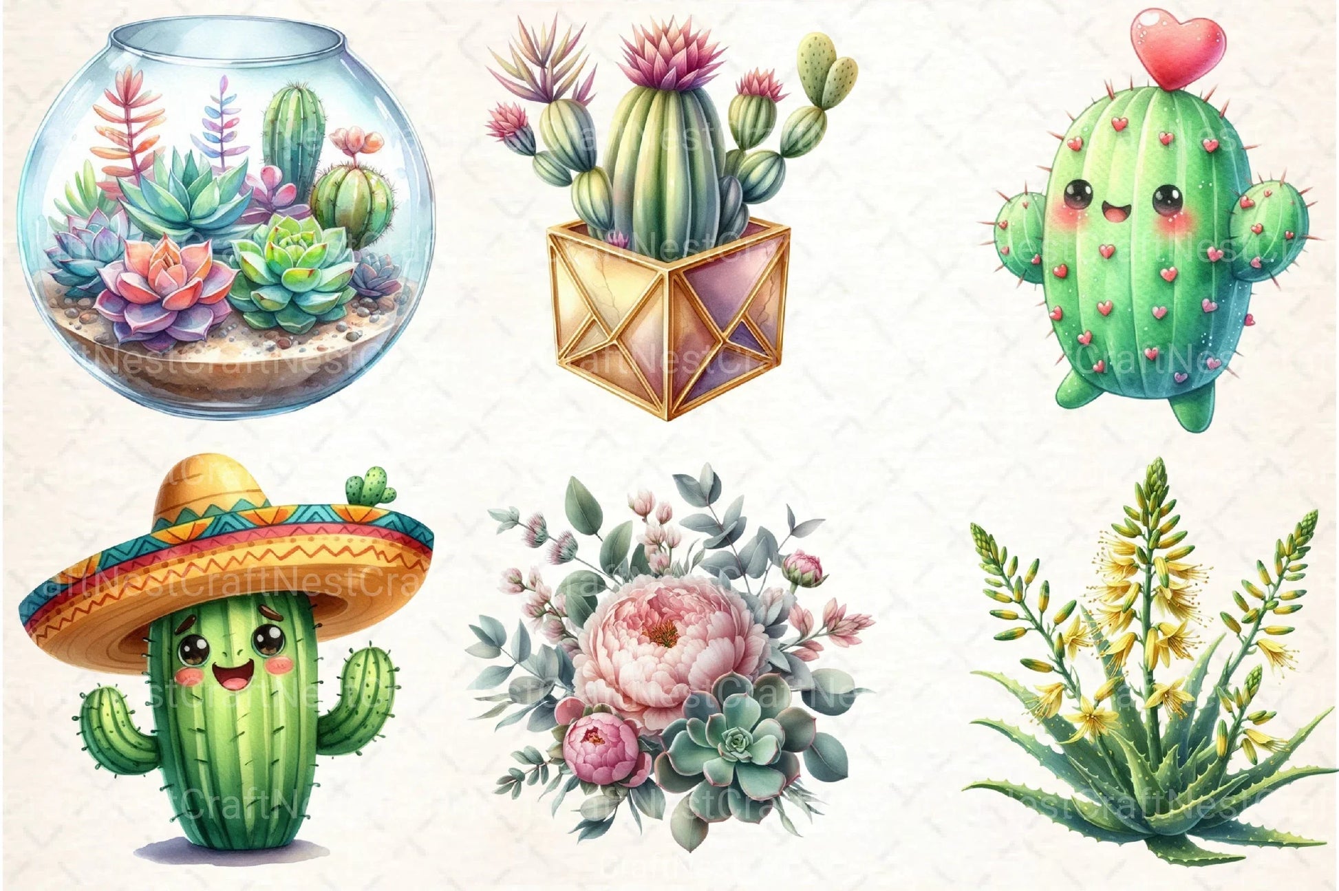 Cactus and Succulents Clipart Bundle 99 - CraftNest - Digital Crafting and Art