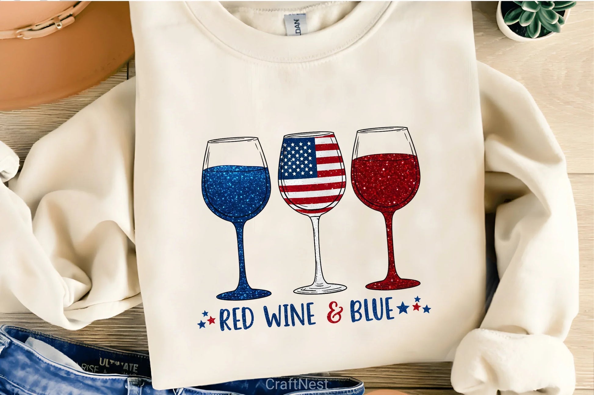 Red Wine & Blue 4th of July Clipart Bundle - CraftNest - Digital Crafting and Art