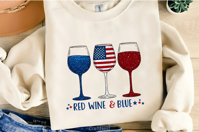 Red Wine & Blue 4th of July Clipart Bundle - CraftNest - Digital Crafting and Art
