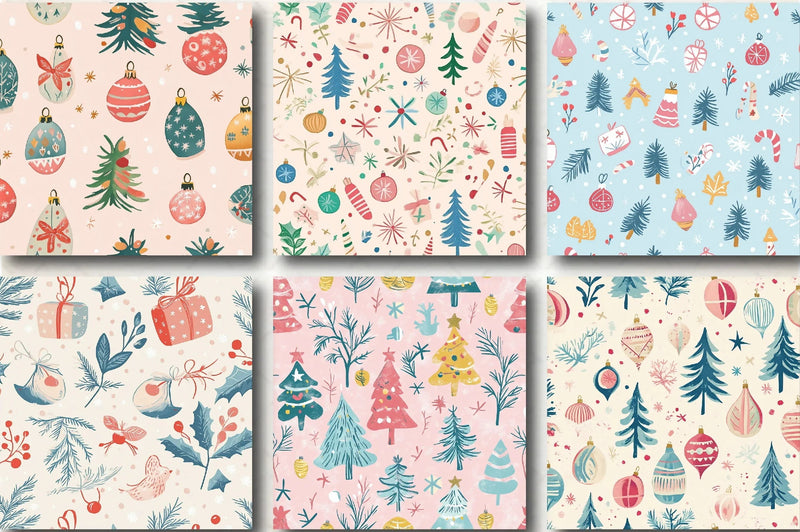 Merry & Bright Pastel Christmas Patterns Clipart Bundle - CraftNest - Digital Crafting and Art