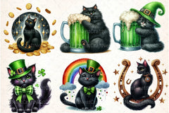 St. Patrick's Day Black Cats Clipart Bundle - CraftNest - Digital Crafting and Art