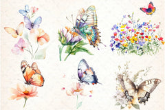 Butterfly Flowers Clipart Bundle 66 - CraftNest - Digital Crafting and Art