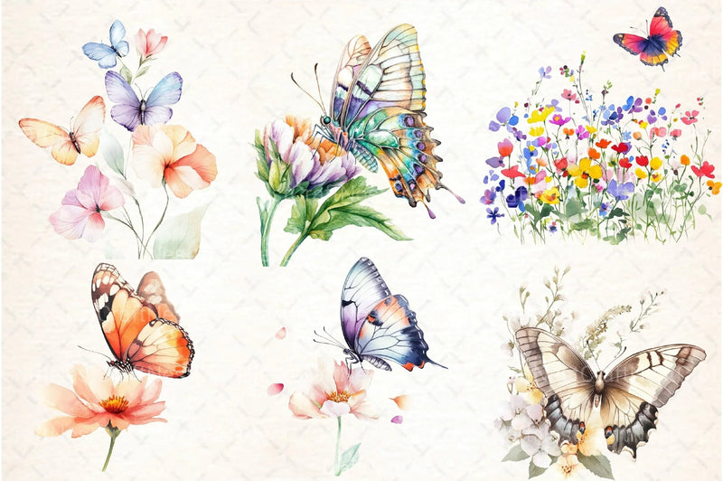 Butterfly Flowers Clipart Bundle 66 - CraftNest - Digital Crafting and Art