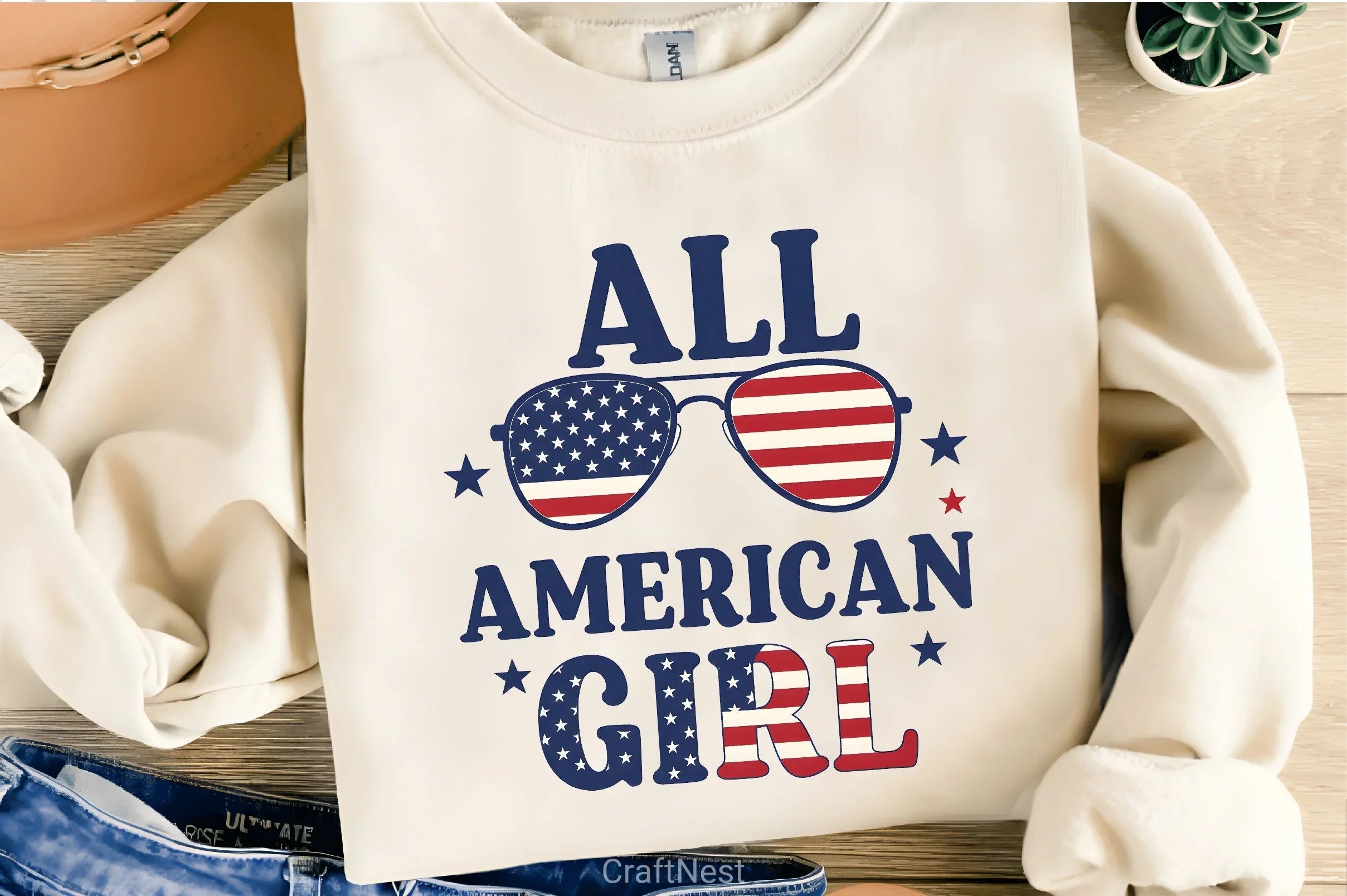 All American Girl Shirt 4th of July Clipart Bundle - CraftNest - Digital Crafting and Art