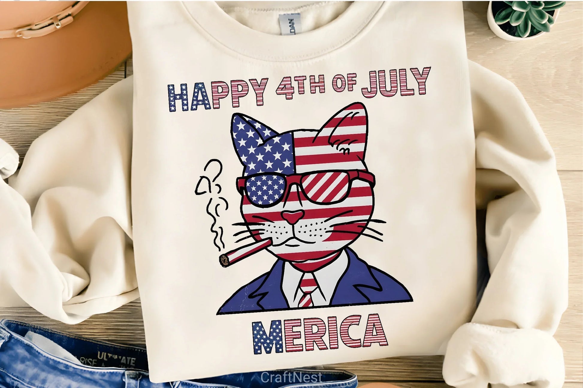Happy 4th July American Cat Clipart Bundle - CraftNest - Digital Crafting and Art