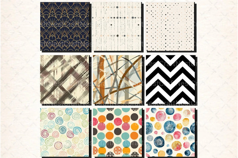 Lines & Dots Patterns Digital Paper - CraftNest - Digital Crafting and Art