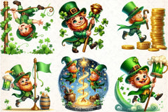 Green Leprechaun Dancing Pole Clipart Bundle - CraftNest - Digital Crafting and Art