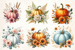 Fall Pumpkin Floral Clipart Bundle - CraftNest - Digital Crafting and Art
