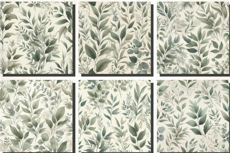 Seamless Sage Green Botanical Pattern Digital Paper - CraftNest - Digital Crafting and Art