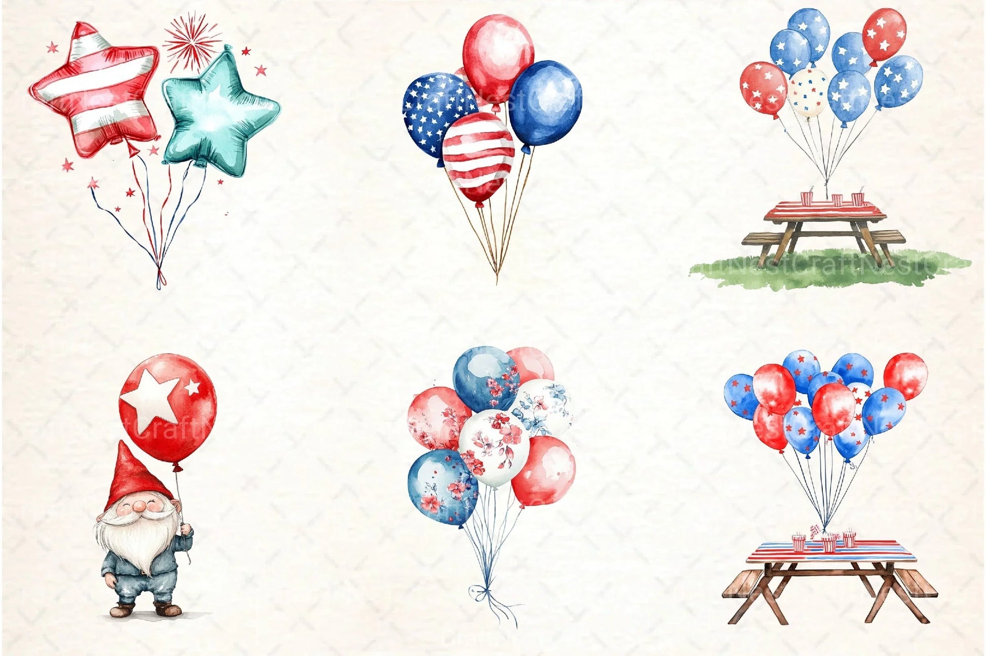 4th of July Balloon Clipart Bundle - CraftNest - Digital Crafting and Art