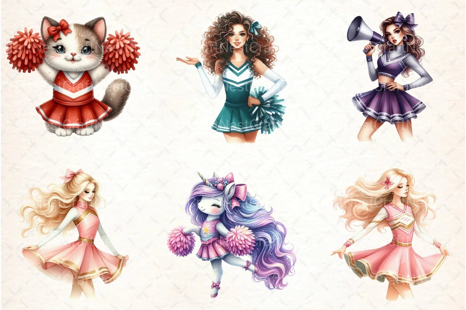 Cute Cheerleader Clipart Bundle 2 - CraftNest - Digital Crafting and Art