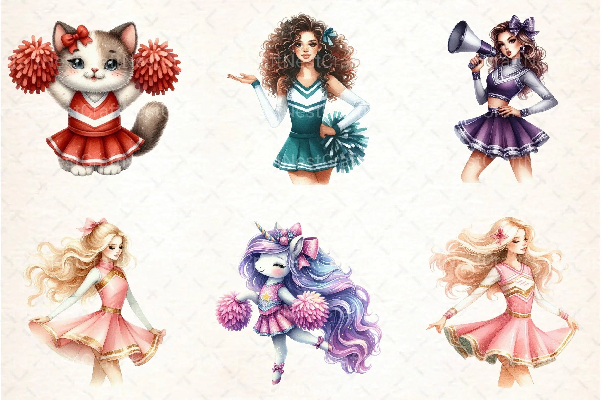 Cute Cheerleader Clipart Bundle 2 - CraftNest - Digital Crafting and Art