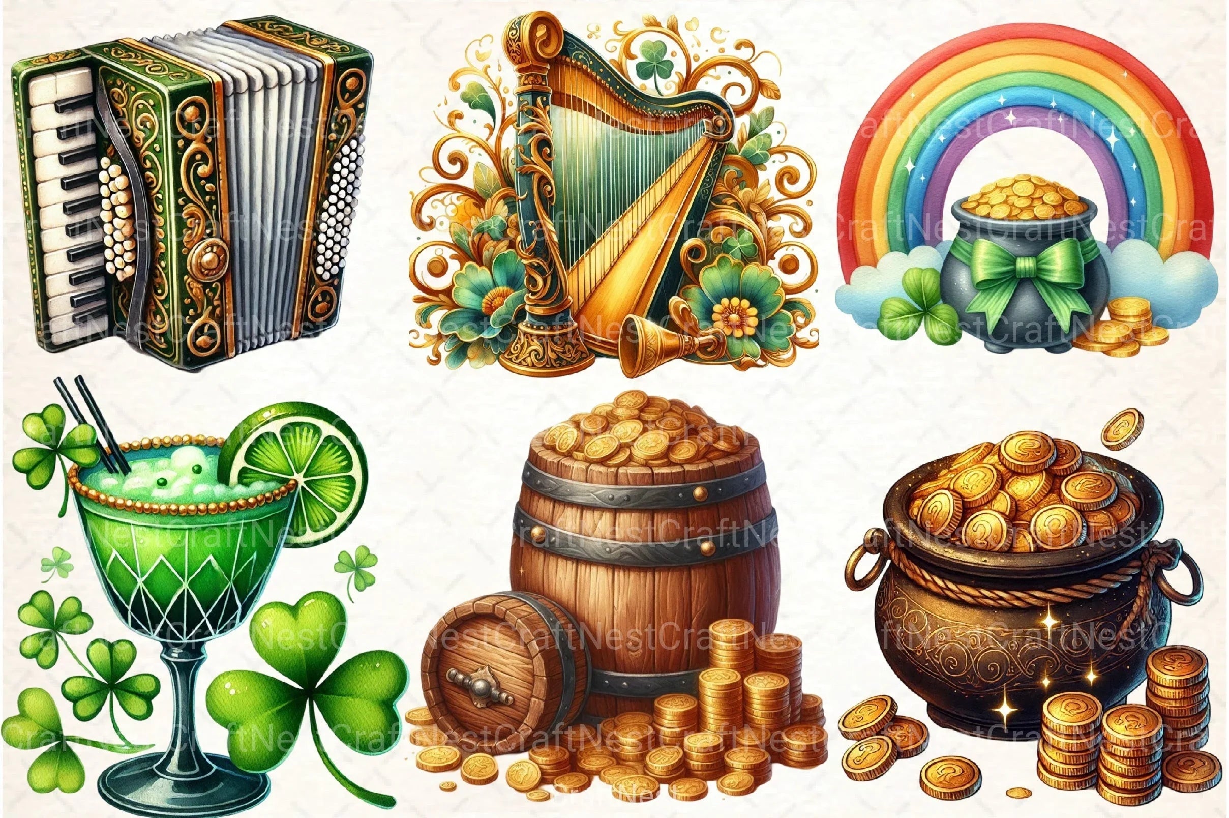 Retro St. Patrick's Day Clipart Bundle 2 - CraftNest - Digital Crafting and Art