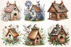Spring Birdhouse Clipart Bundle 99 - CraftNest - Digital Crafting and Art