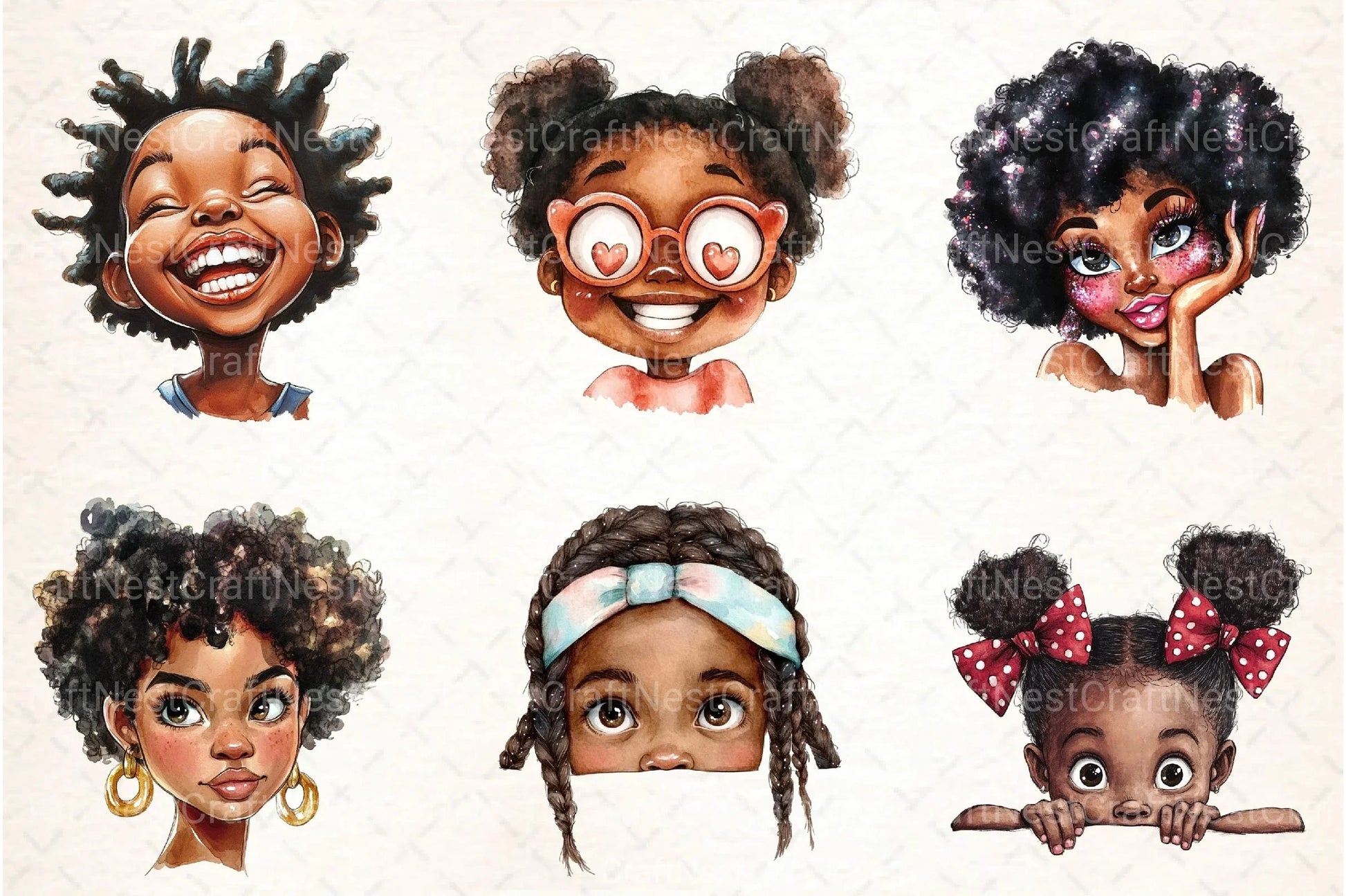 Peeking Black Girls Clipart Bundle 1 - CraftNest - Digital Crafting and Art