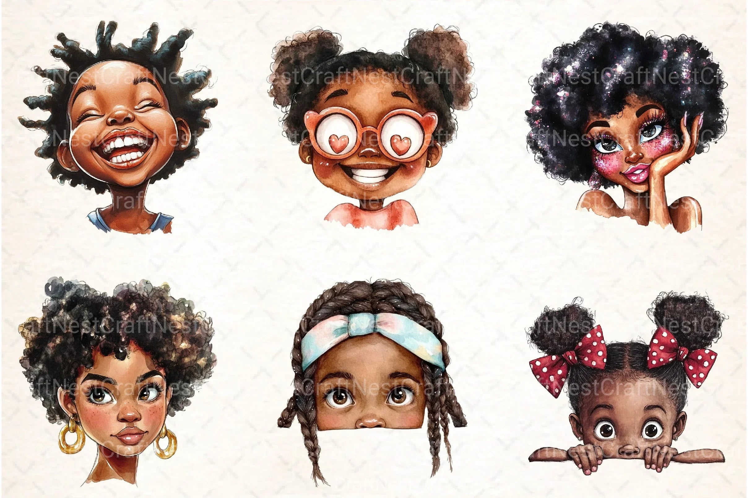 Peeking Black Girls Clipart Bundle 1 - CraftNest - Digital Crafting and Art