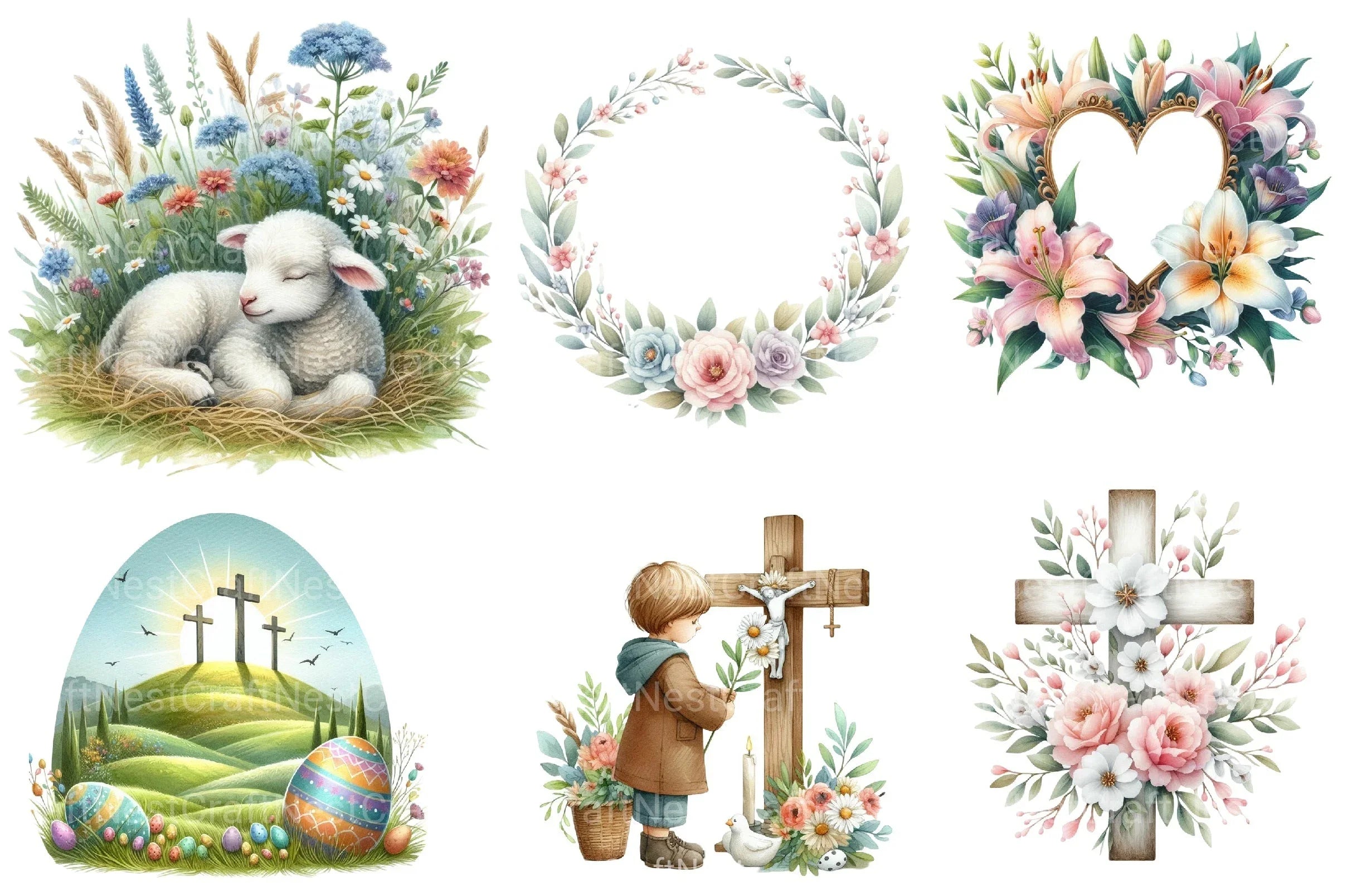 Pastel Christian Easter Clipart Bundle 1 - CraftNest - Digital Crafting and Art