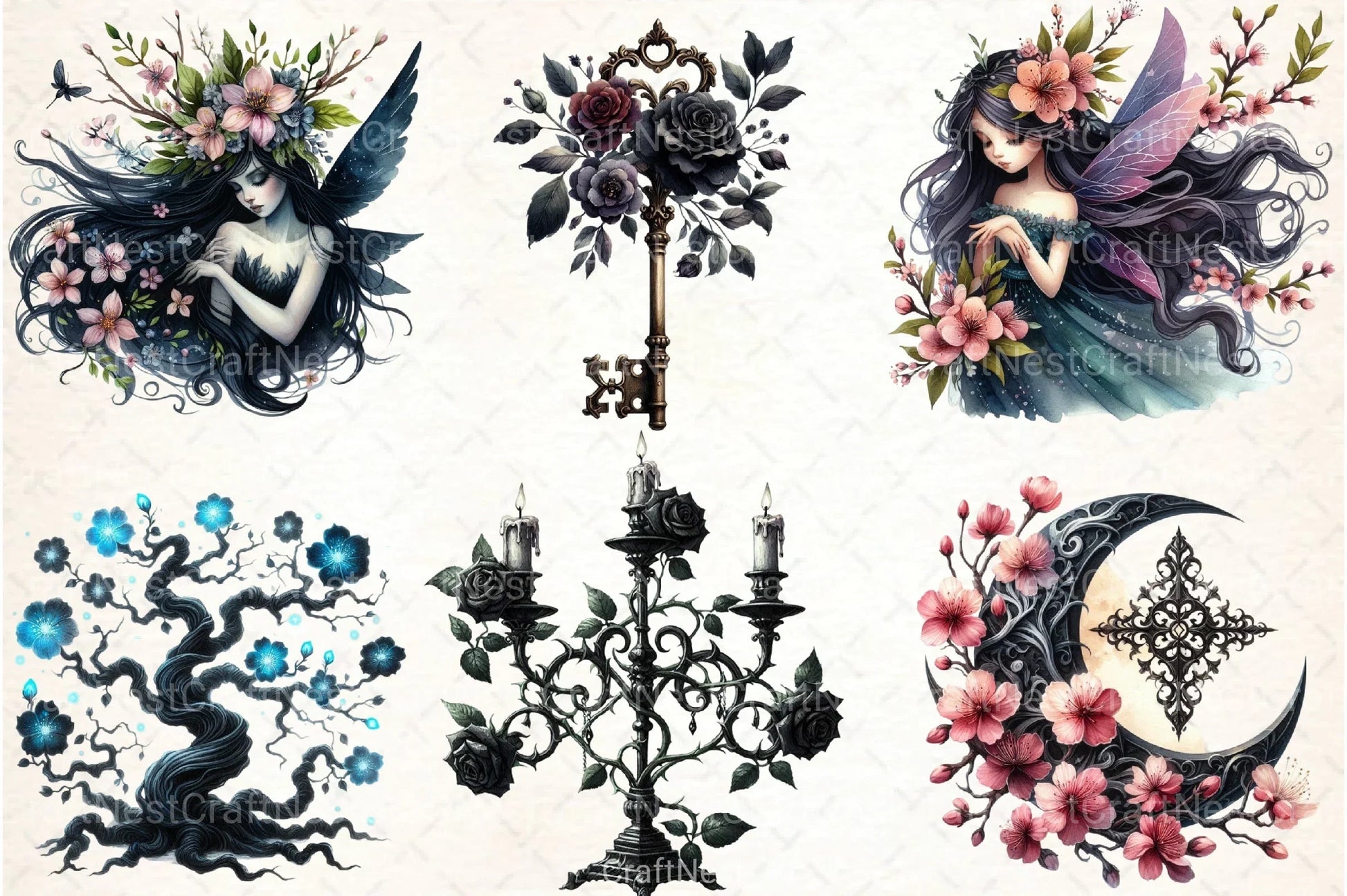 Gothic Spring Clipart Bundle 33 - CraftNest - Digital Crafting and Art